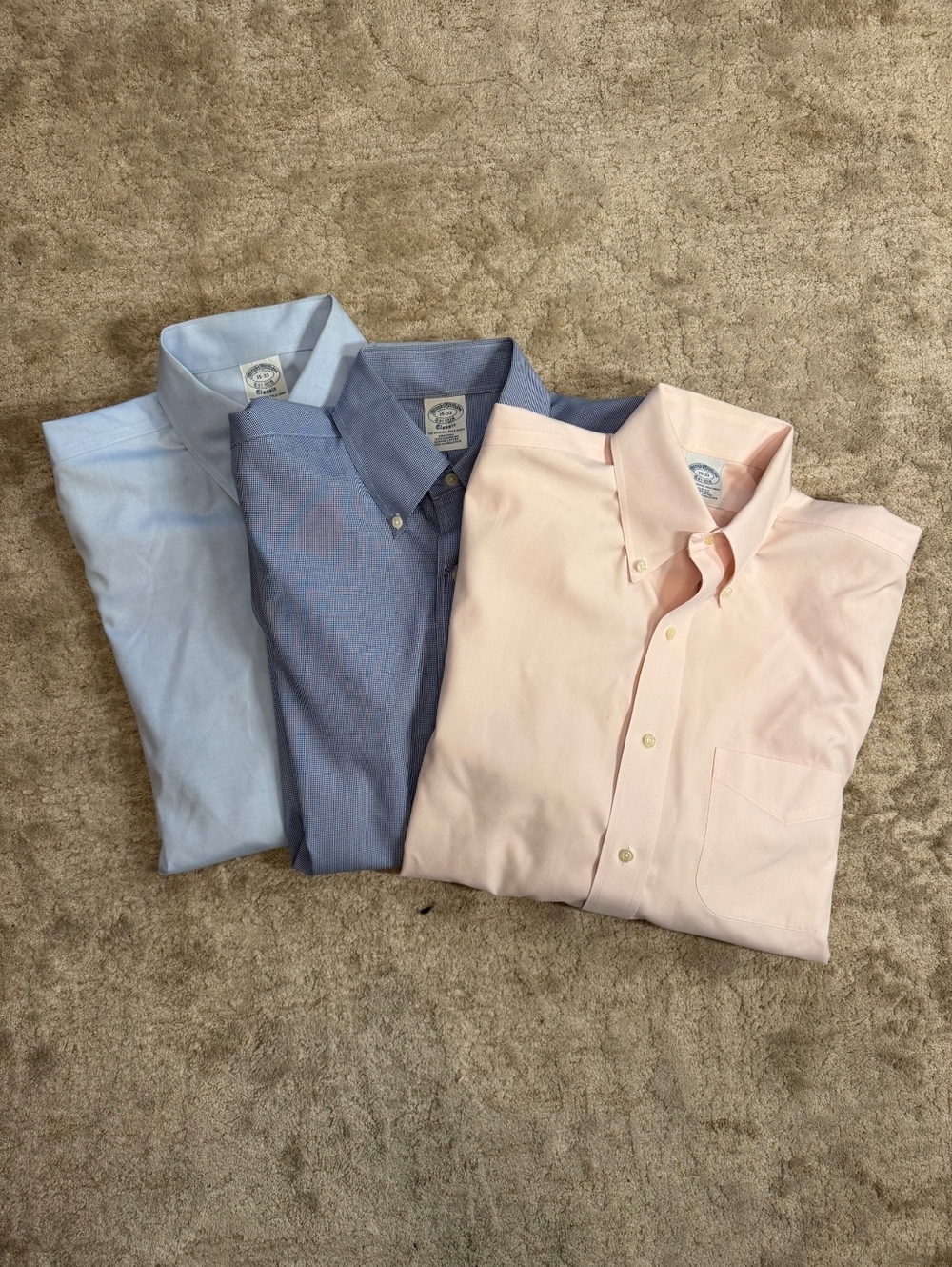 Brooks Brothers 15-33 Slim Fit Non-Iron Cotton Dress Shirts Lot of 3